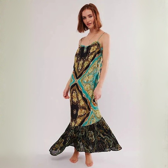 Free People Dresses & Skirts - Free People Intimately Latigo Bay Combo Paisley Metallic Maxi Dress Small NEW